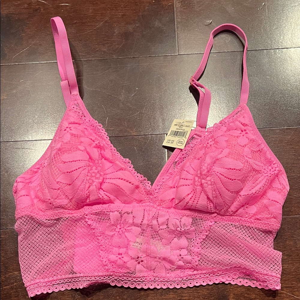 NWT Aerie Vibrant Pink Lace Bralette Size XS